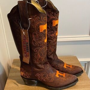 Gameday Boots Tennessee Volunteers  Brown Leather Cowboy Boots SZ 6.5 NEW